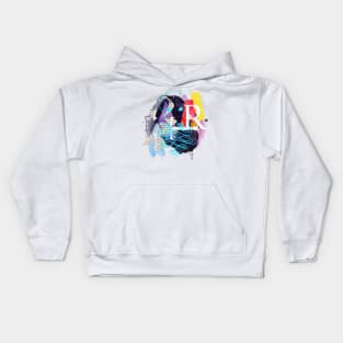 Octopus abstract collage Kids Hoodie